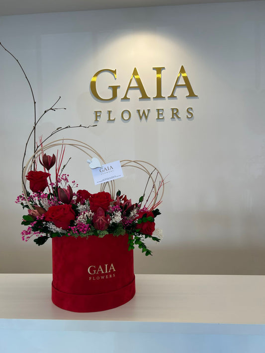 Flower Box “Eterno Amore” in Velluto Rosso
