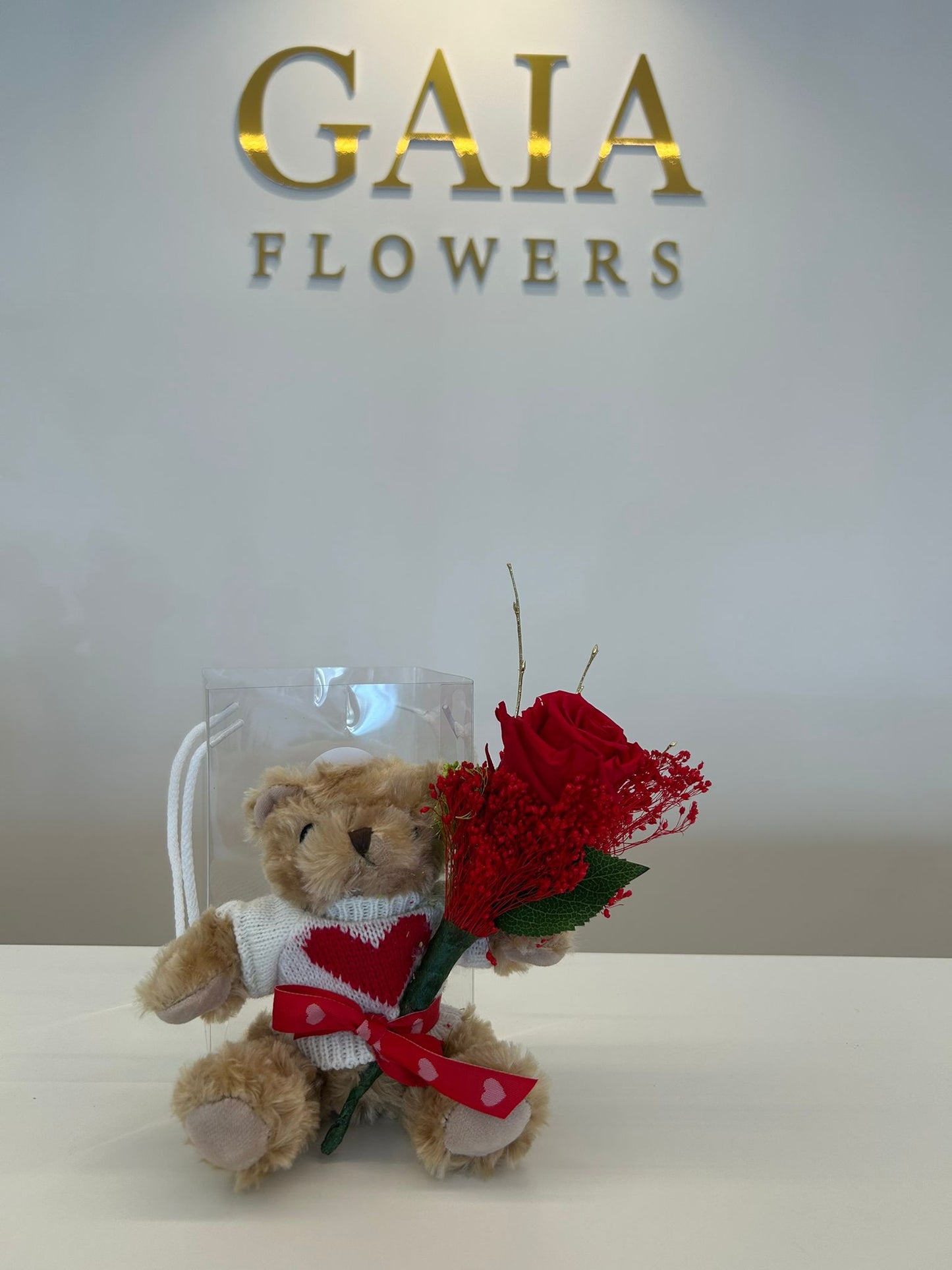 Abbraccio di San Valentino: Orsetto Teddy con Rosa Rossa